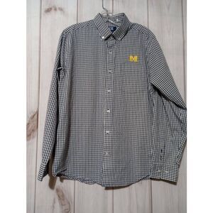 Michigan Wolverines Cutter and Buck Shirt Men's Medium‎ Black White Button Front